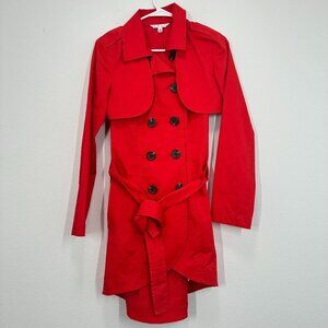CAbi Style #334 Vibrant Cherry Red Convertible Trench Vest Size 4 Spring Coat